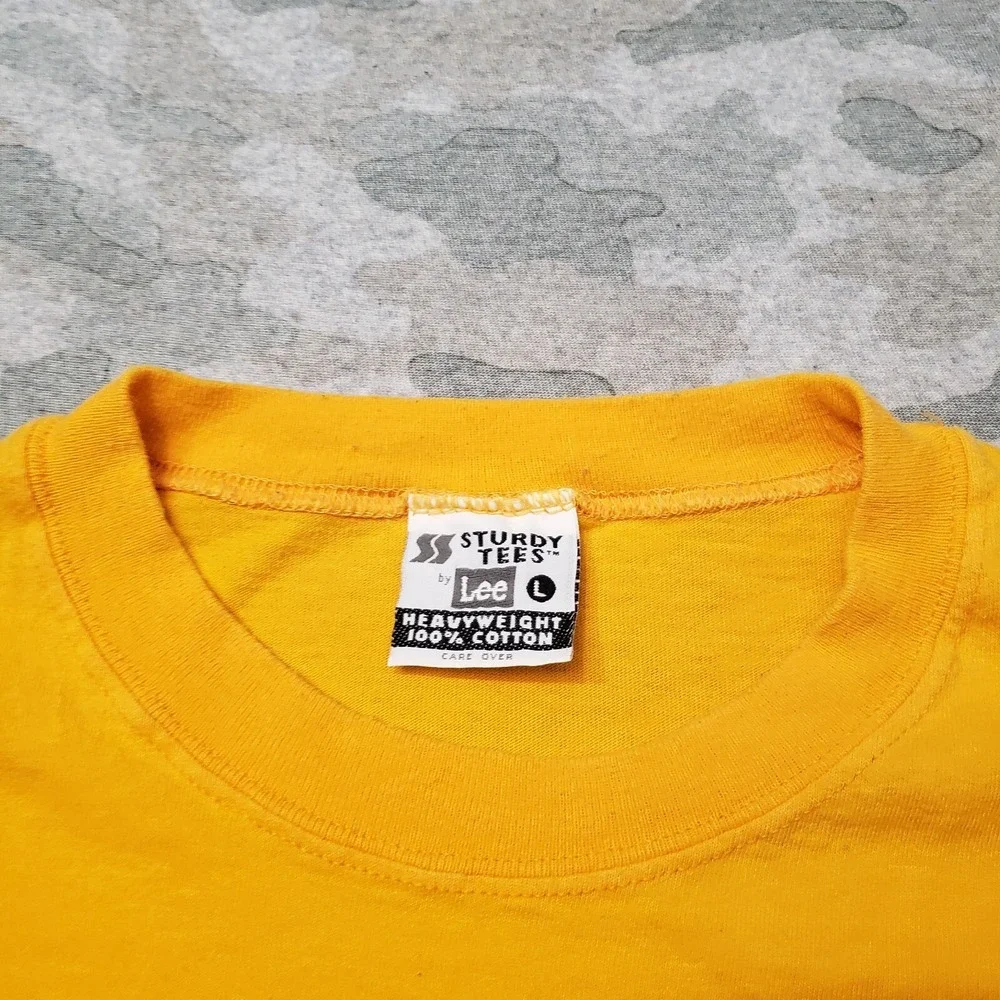 Vintage Lee‎ Shirt Mens Large Yellow Blank Heavyweight Sturdy Tees Short Sleeve